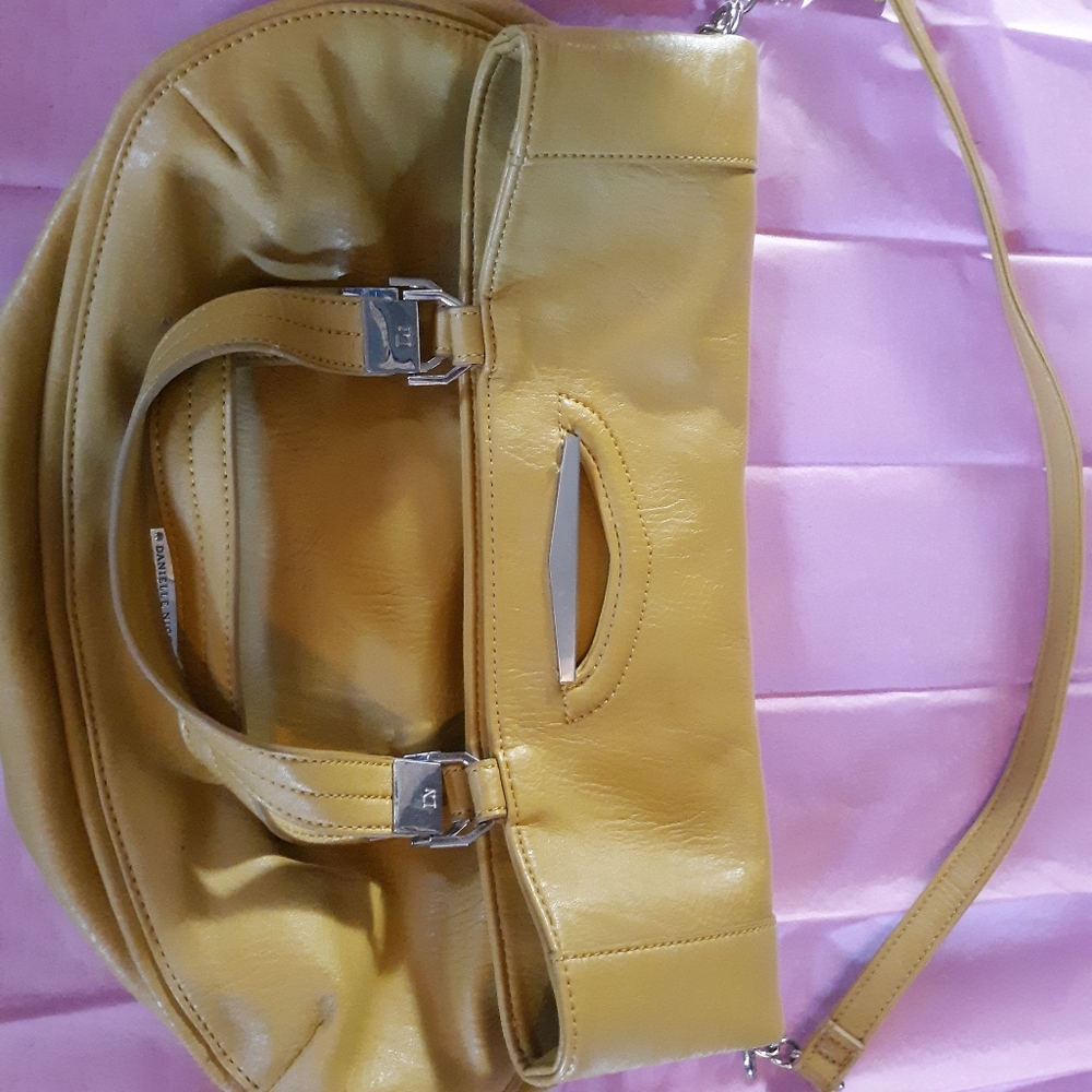 Mustard yellow fold over bag
